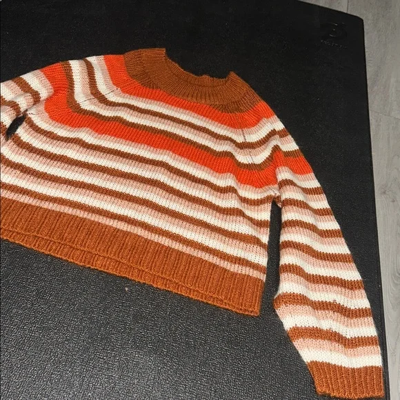 Fashion Nova Orange and Brown Striped Sweater size 1x - Picture 2 of 8